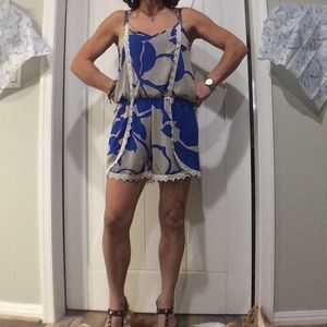 Steezer Blue Floral Print Shortie Romper